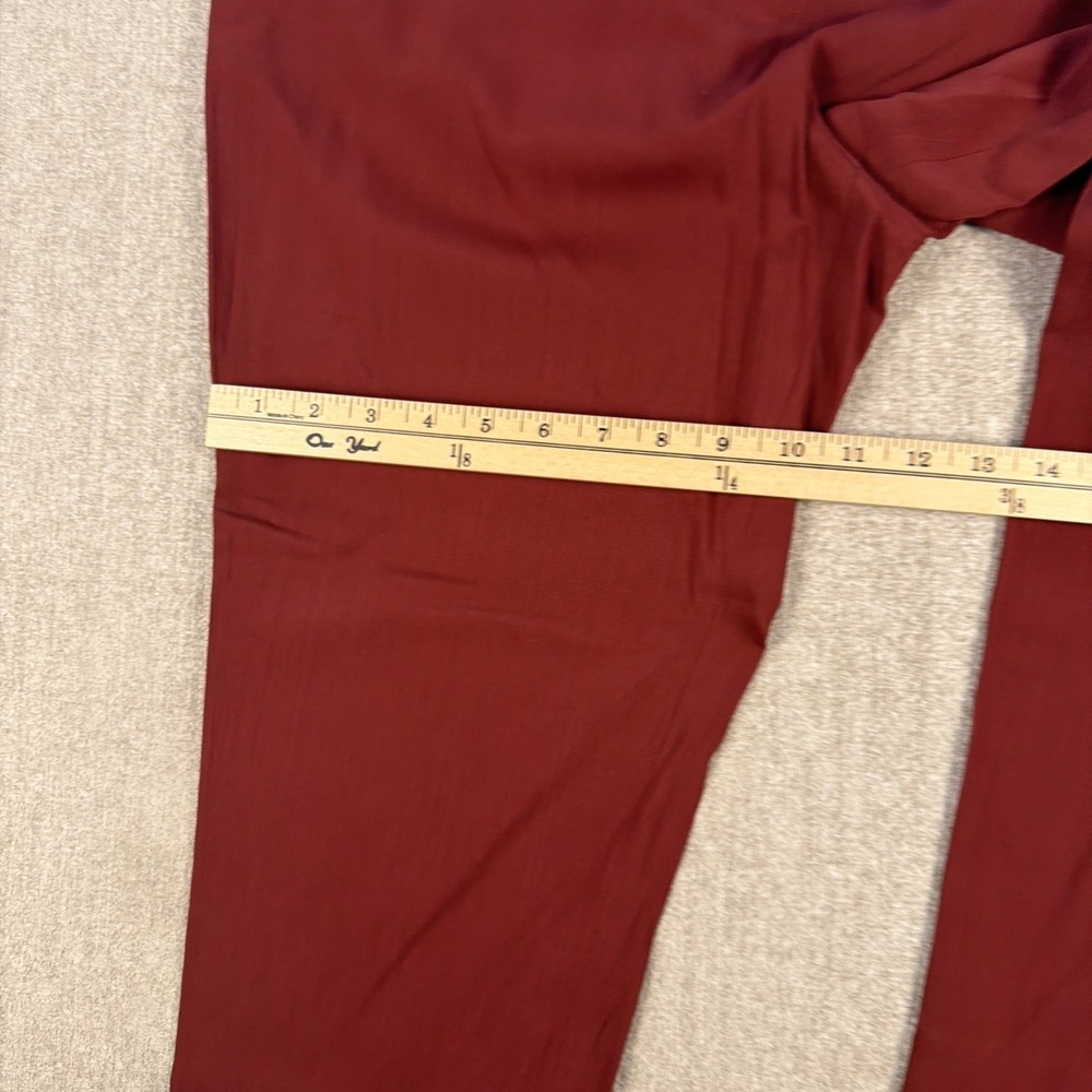 Theory Wool Pants Women's Size 12 Burgundy Red Zip Ankle Pockets - Picture 6 of 11